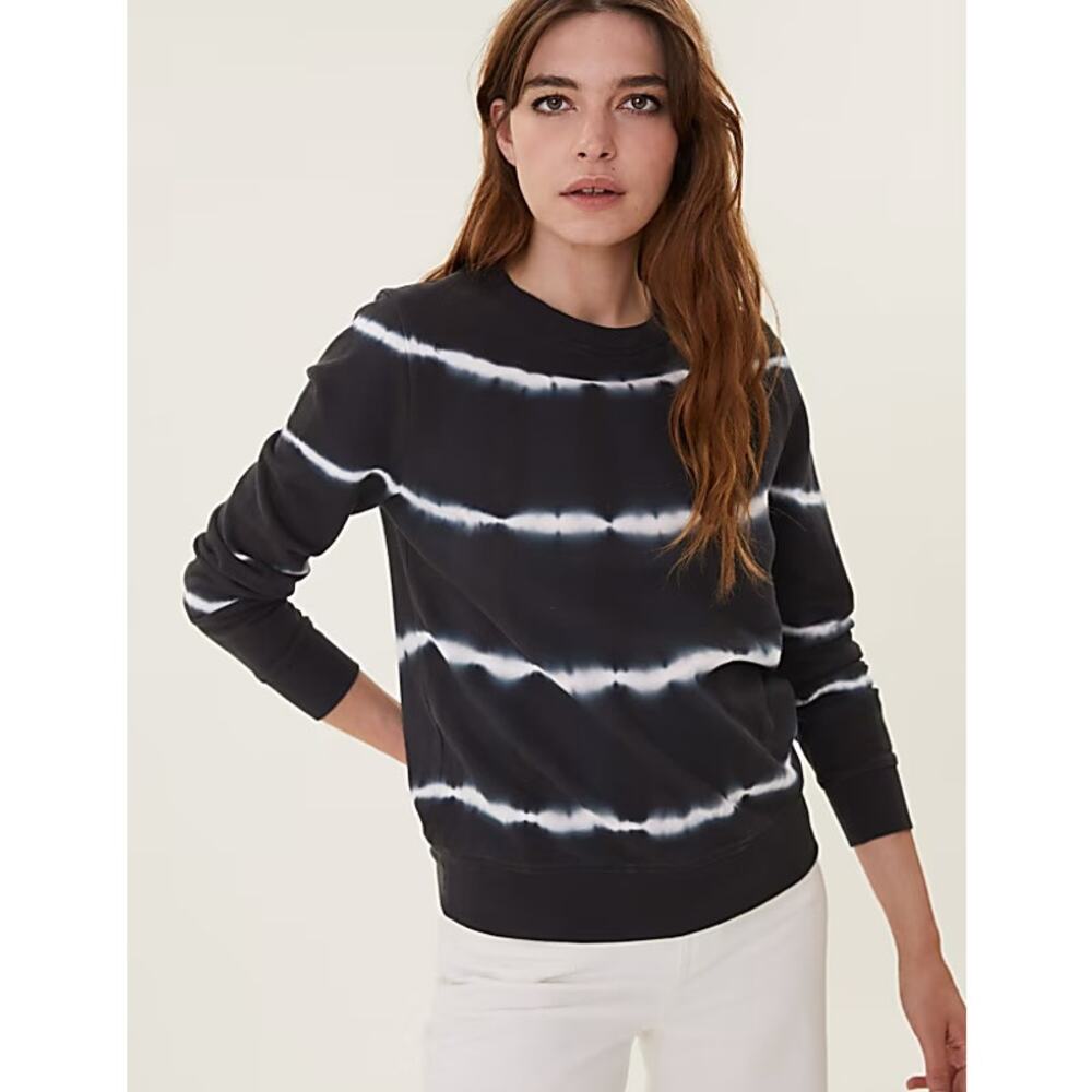 SoulCycle Tie Dye Crewneck Sweatshirt M Black White Cropped